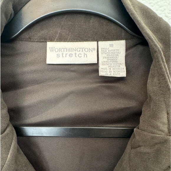 NWT Worthington Stretch Suede Olive Zip Vest Plus Size - Picture 6 of 9